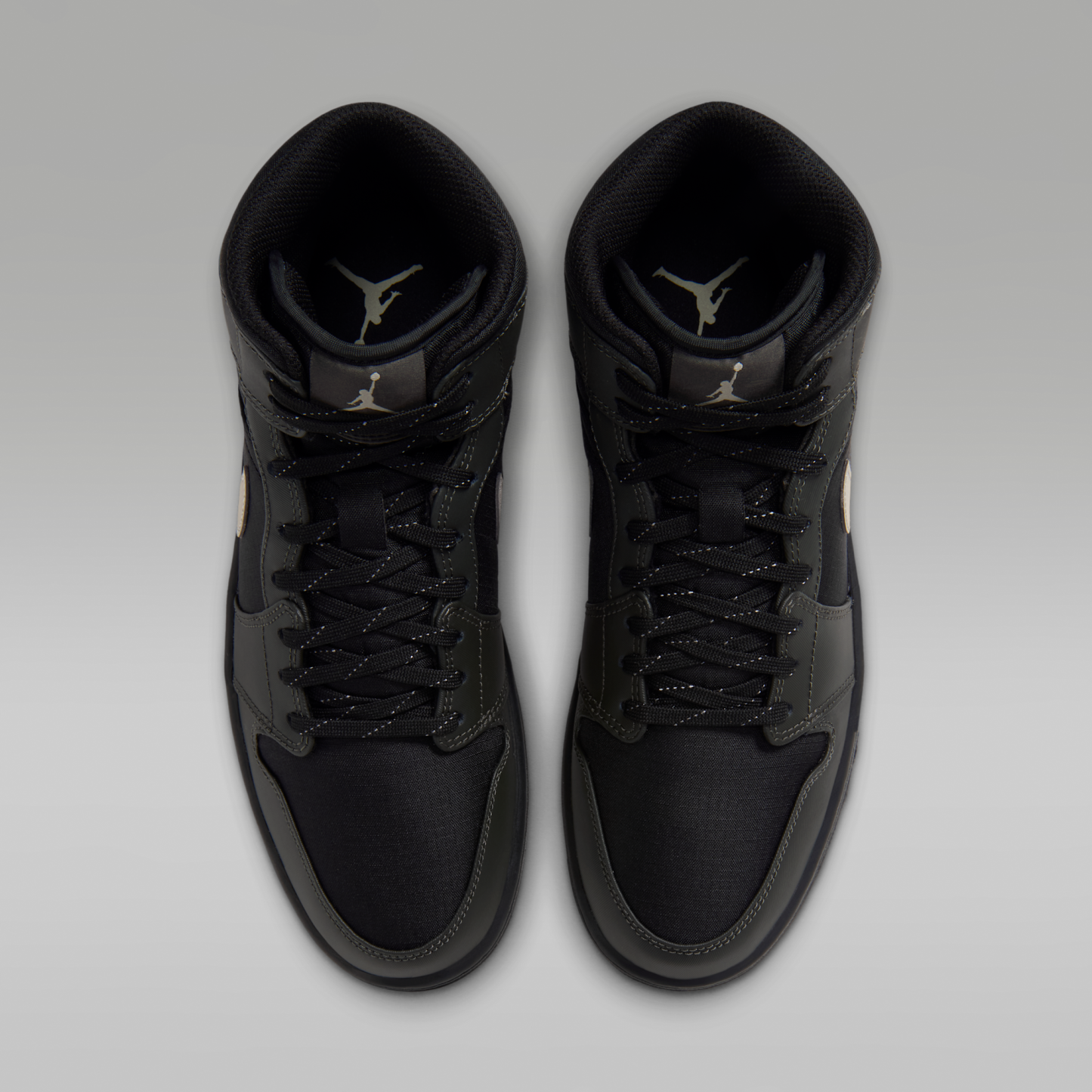 Air Jordan 1 Mid Utility - Μαύρο/Spruce Fog/Reflect Silver/Newsprint - 4