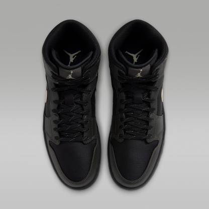 Air Jordan 1 Mid Utility - Μαύρο/Spruce Fog/Reflect Silver/Newsprint - 4