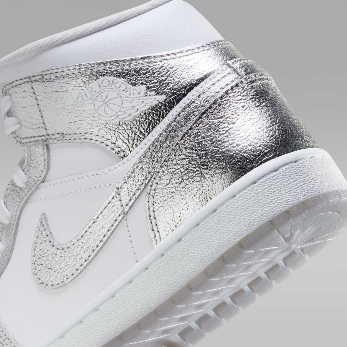 Air Jordan 1 Mid SE - Λευκό/Wolf Grey/Metallic Silver - 8