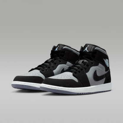 Air Jordan 1 Mid - Μαύρο/Cool Grey/Light Armory Blue/Μαύρο - 5