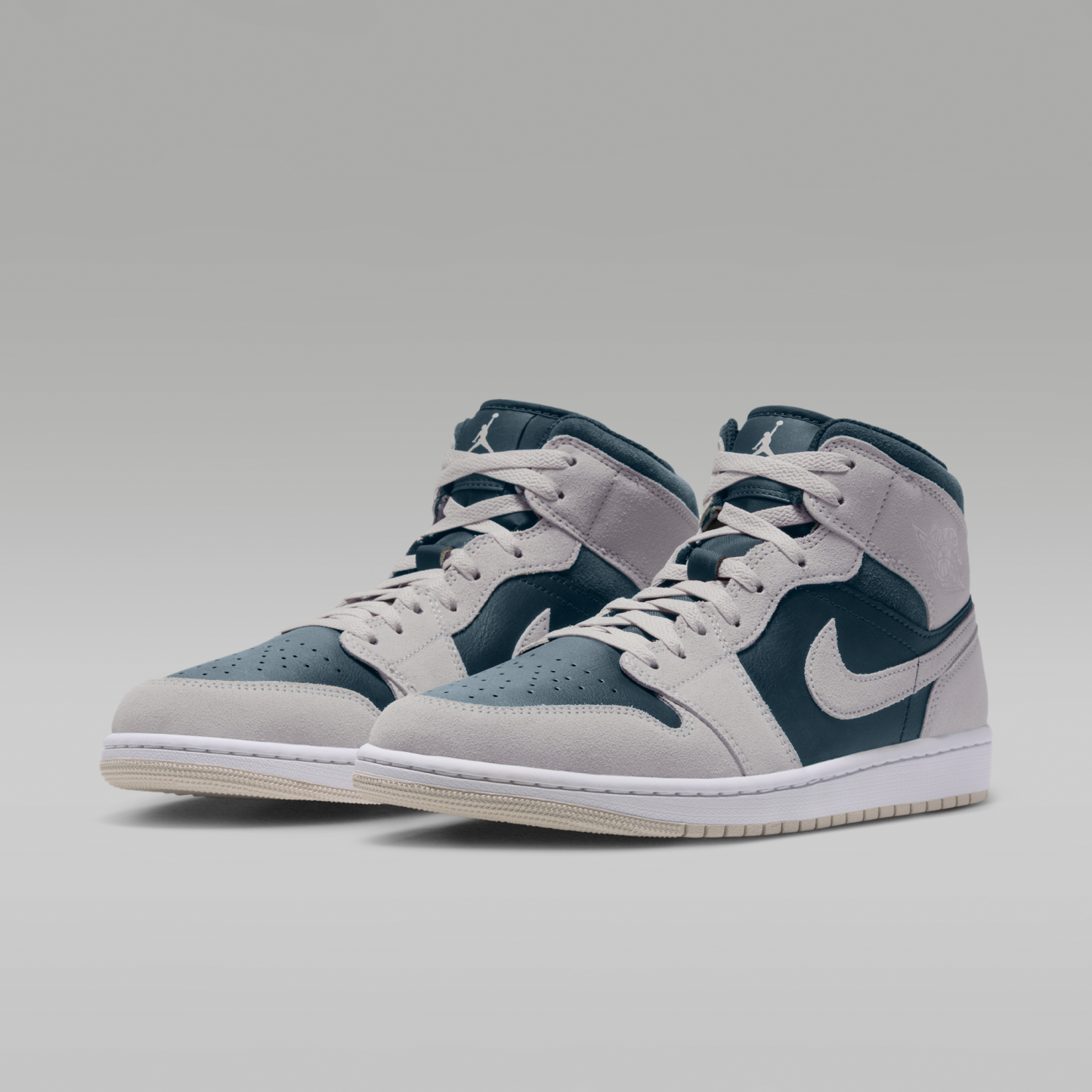 Air Jordan 1 Mid - Light Orewood Brown/Midnight Spruce/Λευκό/Pale Ivory - 5