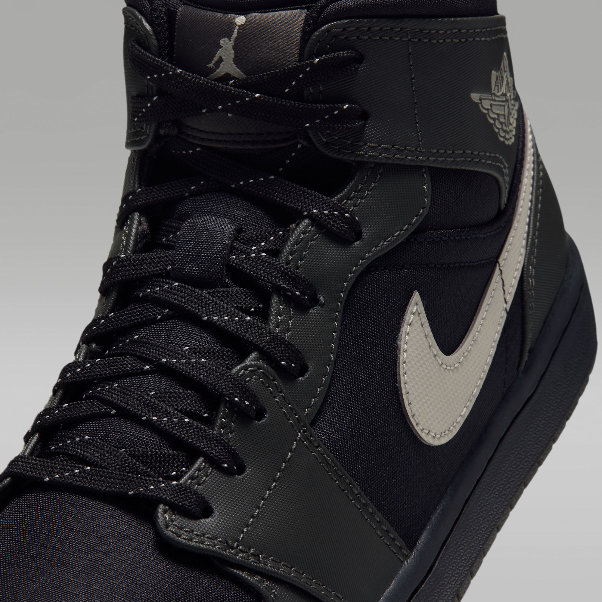 Air Jordan 1 Mid Utility - Μαύρο/Spruce Fog/Reflect Silver/Newsprint - 7