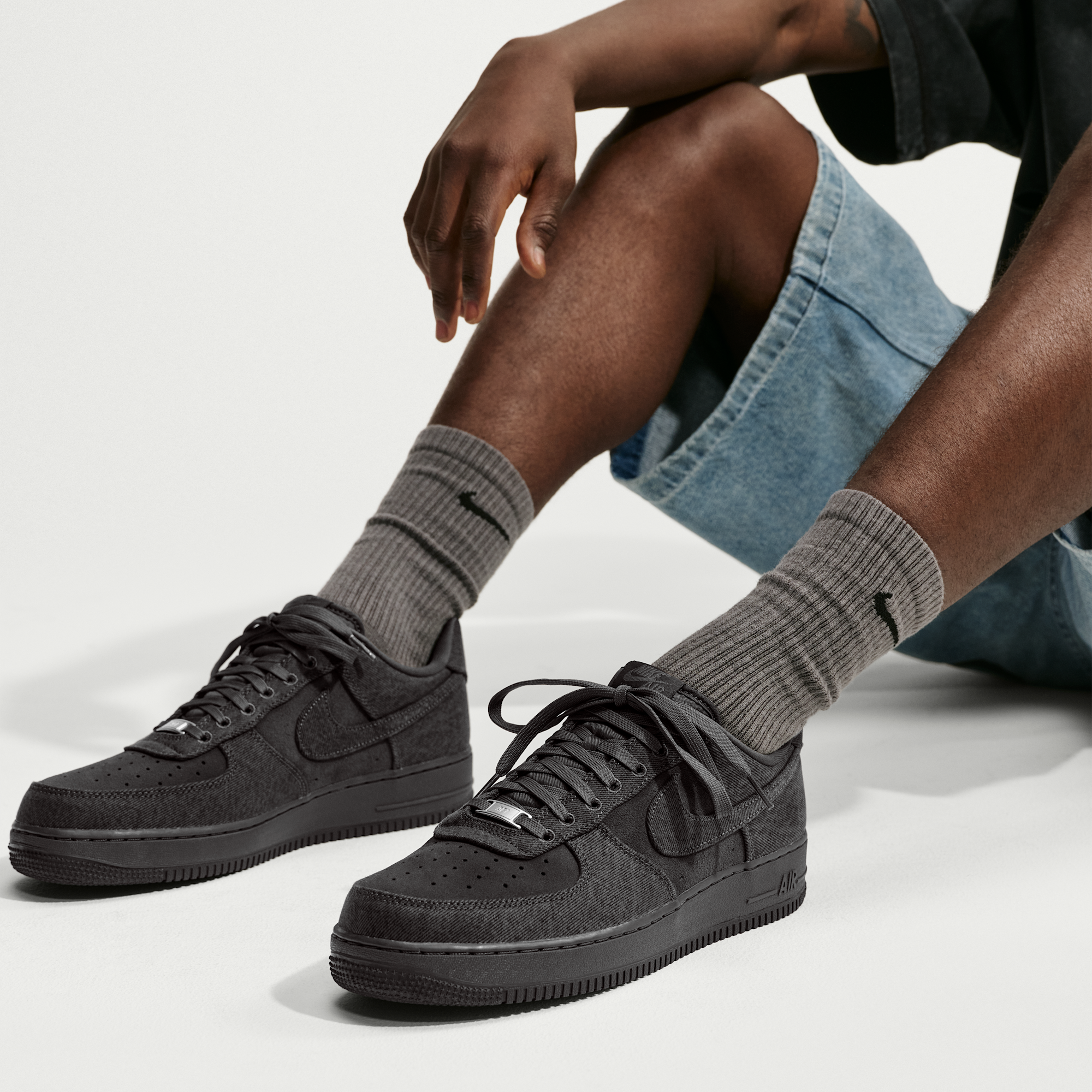 Air Force 1 '07 LV8 "Denim" - Anthracite/Medium Ash/Metallic Silver/Anthracite - 9