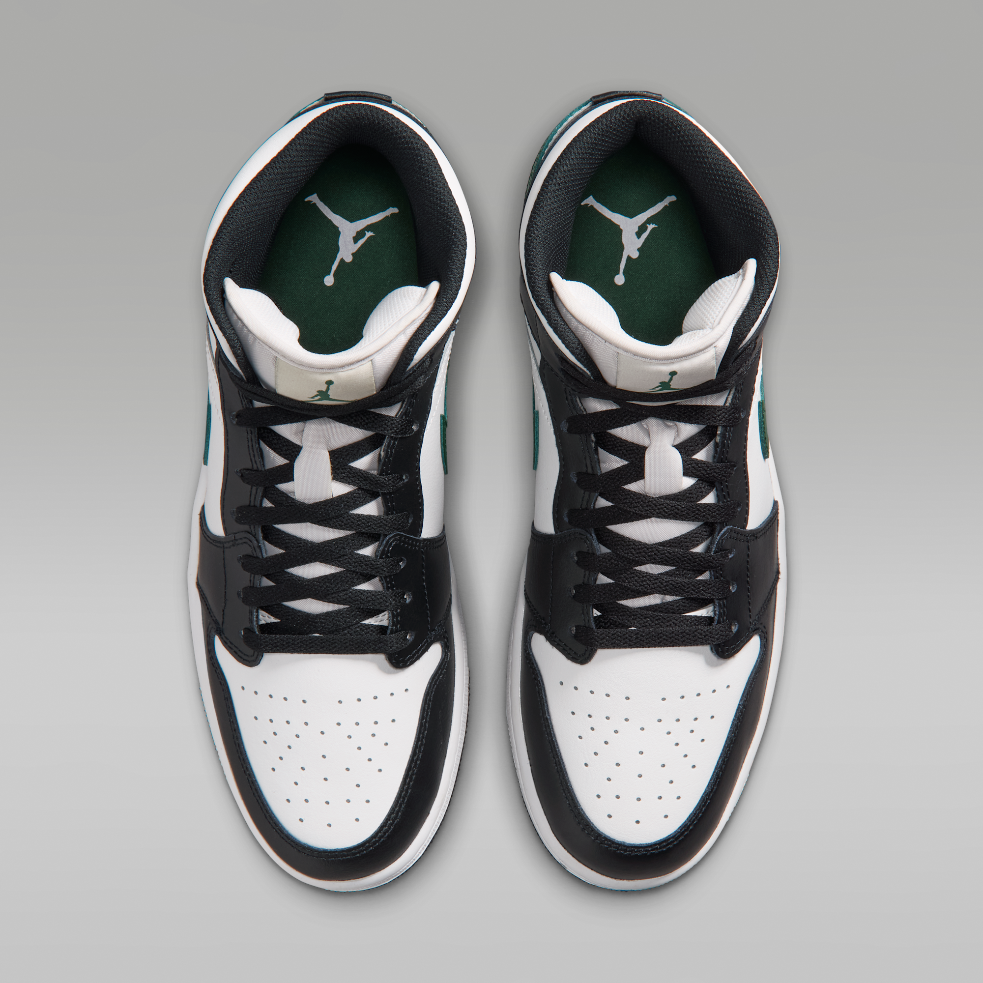 Air Jordan 1 Mid - Μαύρο/Gorge Green/Summit White - 4