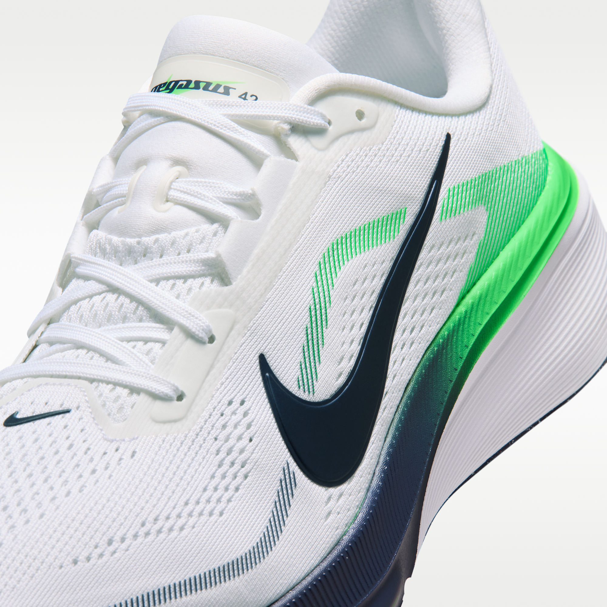 Nike Pegasus 42 - Λευκό/Green Spark/Midnight Navy - 7