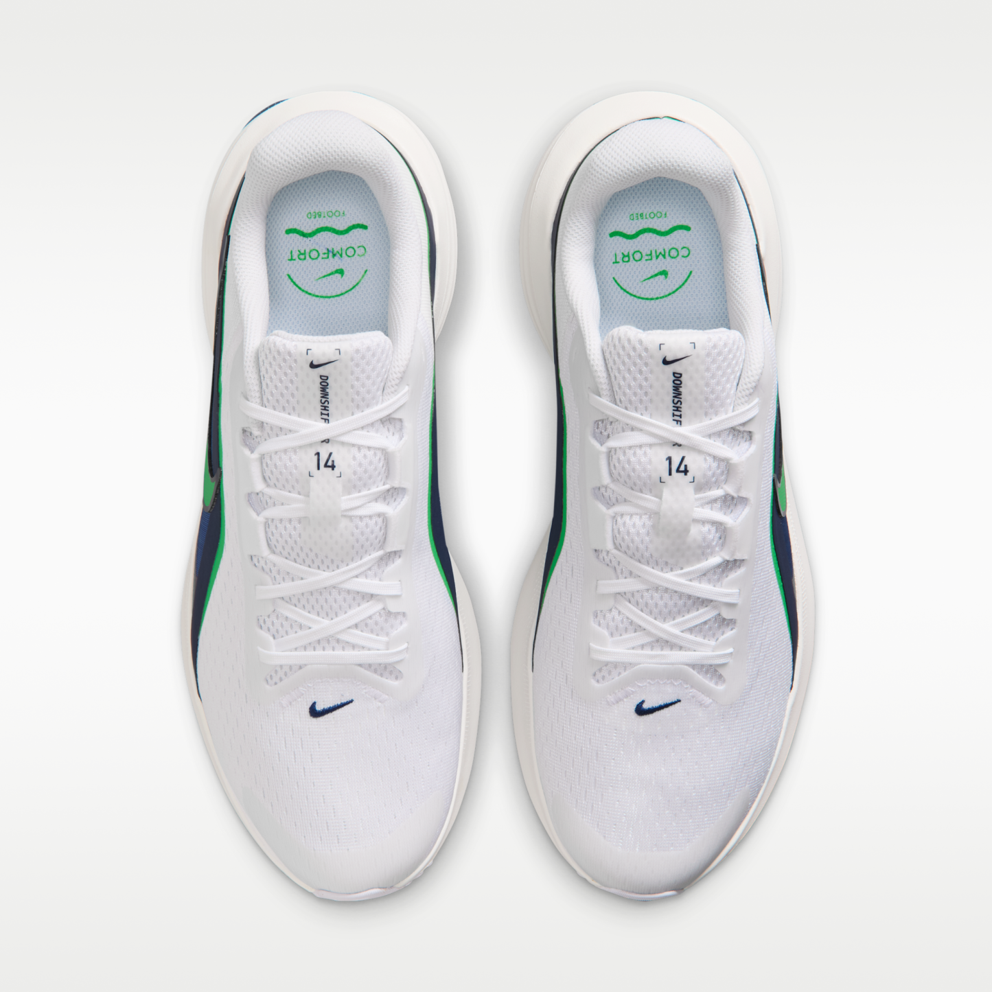 Nike Downshifter 14 - Λευκό/Midnight Navy/Summit White/Green Spark - 4