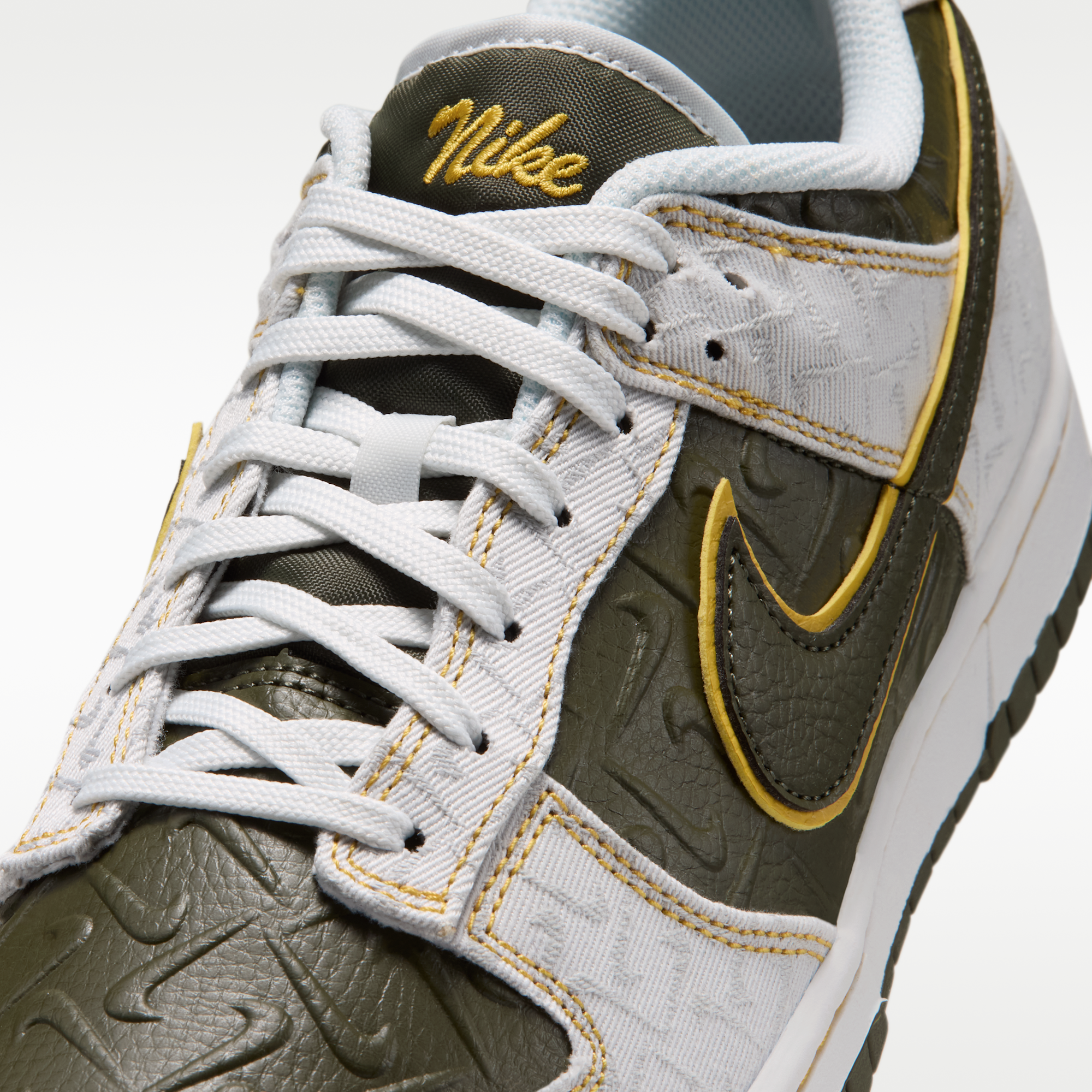 Nike Dunk Low Retro SE Leather/Suede - Summit White/Yellow Ochre/Cargo Khaki - 7