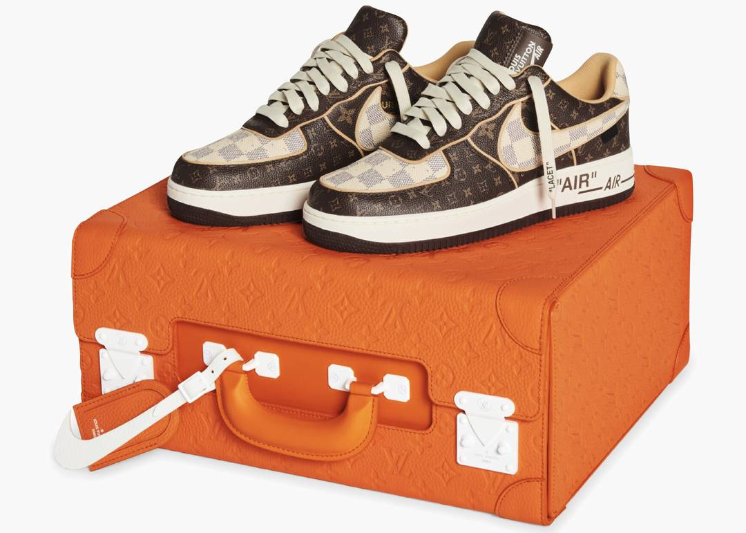 Nithtke Aithtr Force 1 Low Louithts Vuithttton Monogram Brown Damithter Azur