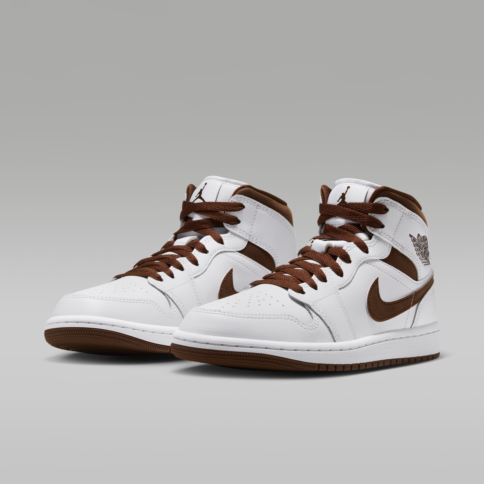 Air Jordan 1 Mid - Λευκό/Cacao Wow/Cacao Wow - 5