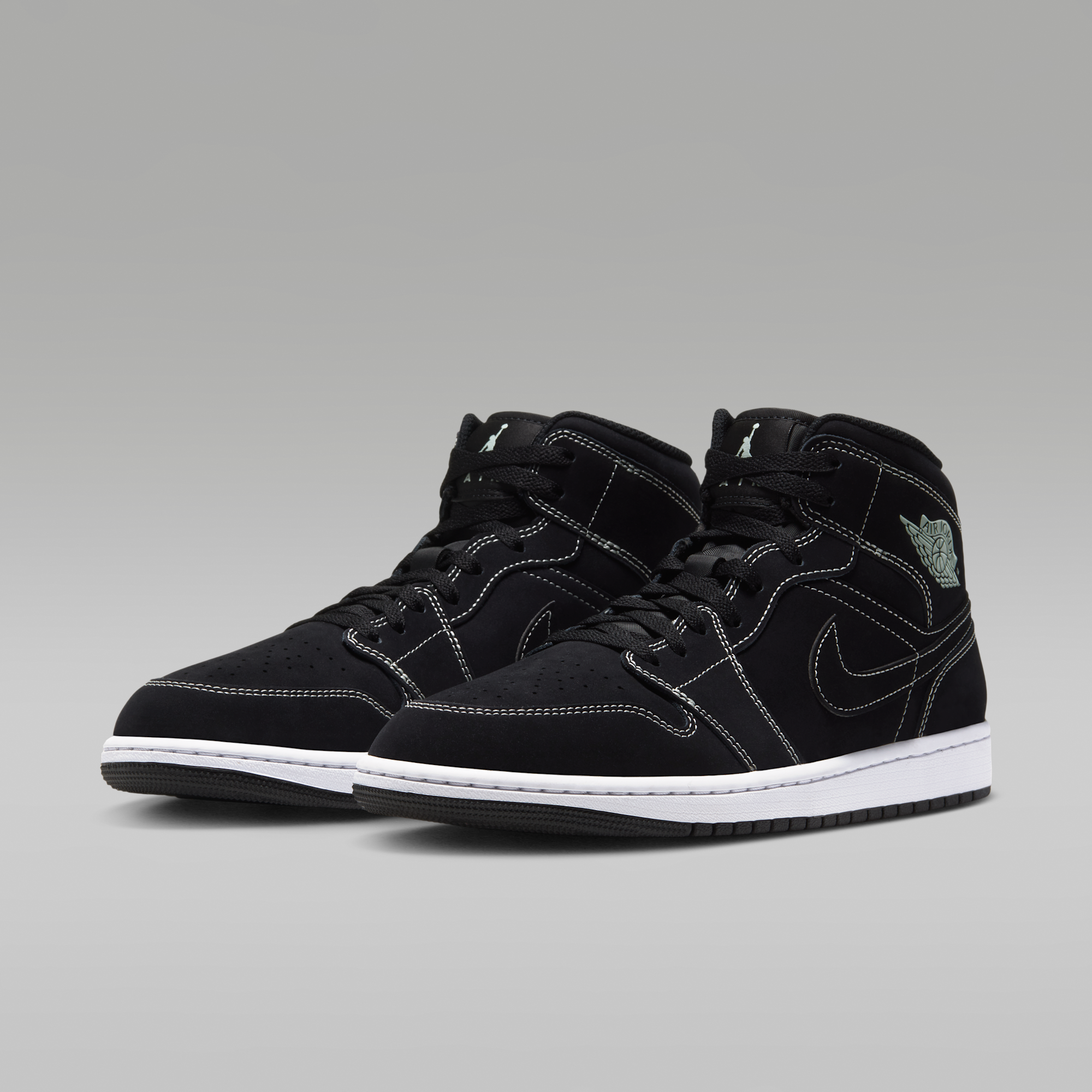 Air Jordan 1 Mid - Μαύρο/Μαύρο/Pistachio Frost - 5