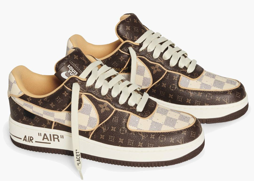 Nithtke Aithtr Force 1 Low Louithts Vuithttton Monogram Brown Damithter Azur