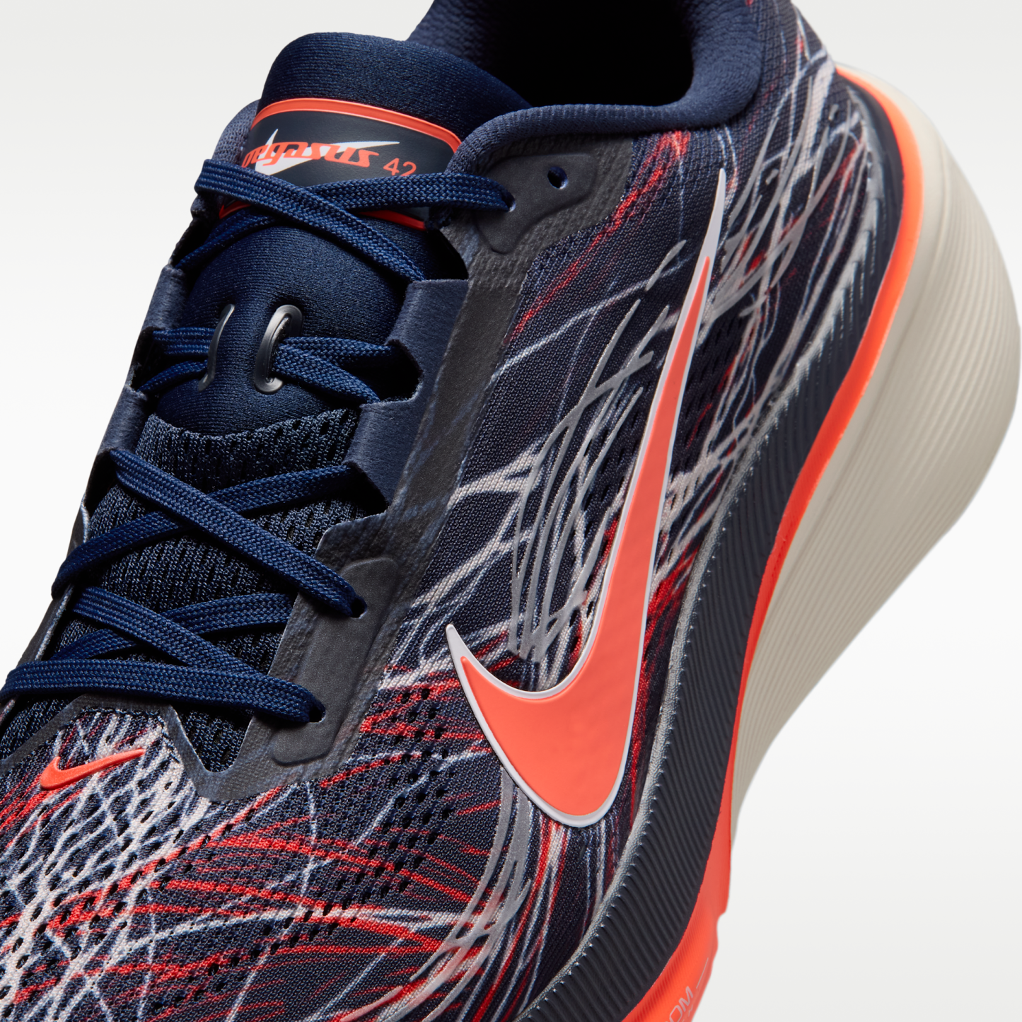 Nike Pegasus 42 - Obsidian/Light Bone/Bright Crimson/Dynamic Yellow - 7