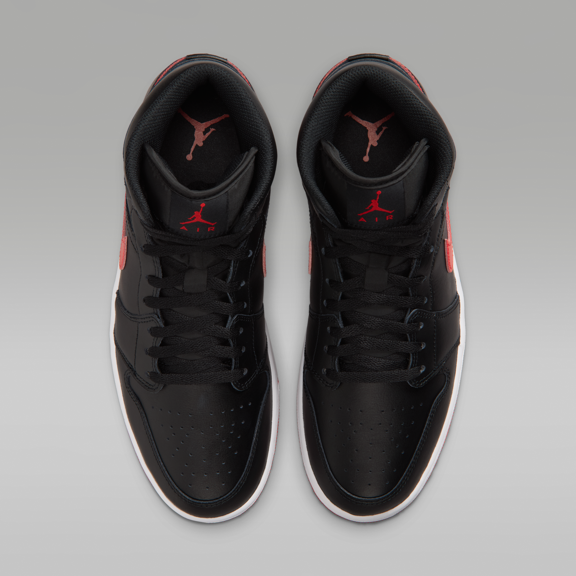 Air Jordan 1 Mid - Μαύρο/Λευκό/University Red - 4
