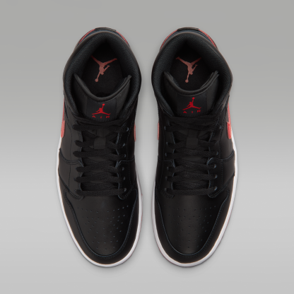 Air Jordan 1 Mid - Μαύρο/Λευκό/University Red - 4