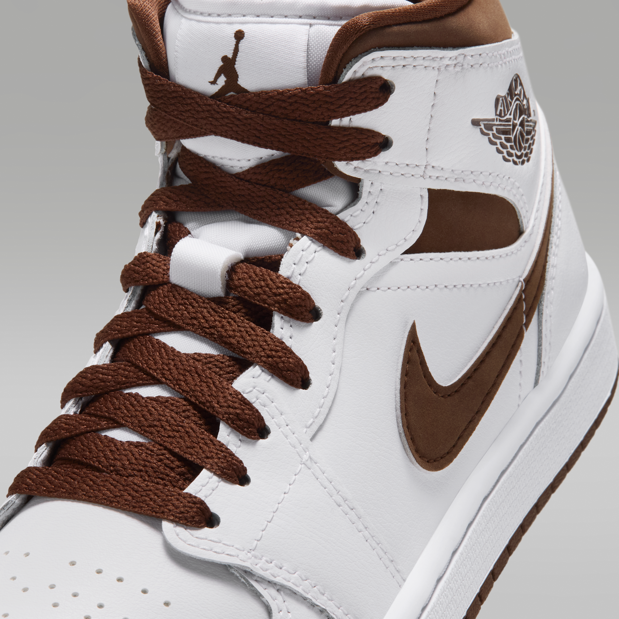 Air Jordan 1 Mid - Λευκό/Cacao Wow/Cacao Wow - 7