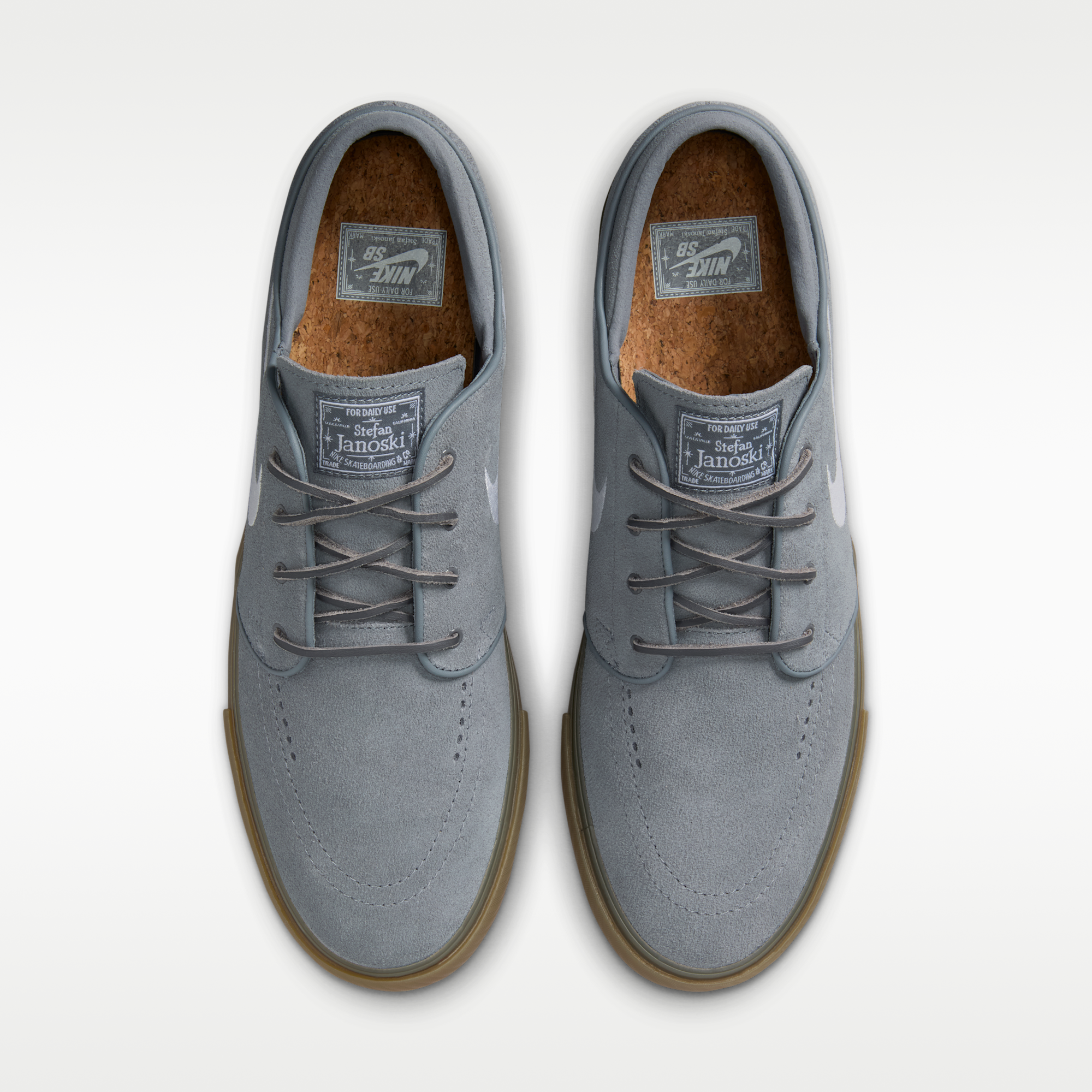 Nike SB Zoom Janoski OG+ - Cool Grey/Cool Grey/Gum Light Brown/Λευκό - 4