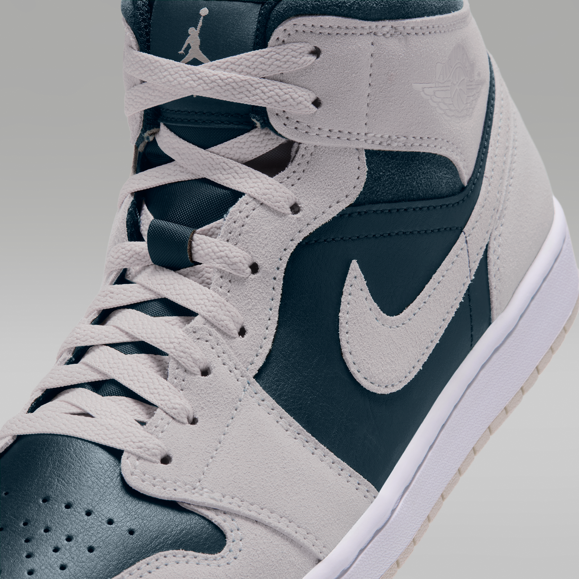 Air Jordan 1 Mid - Light Orewood Brown/Midnight Spruce/Λευκό/Pale Ivory - 7