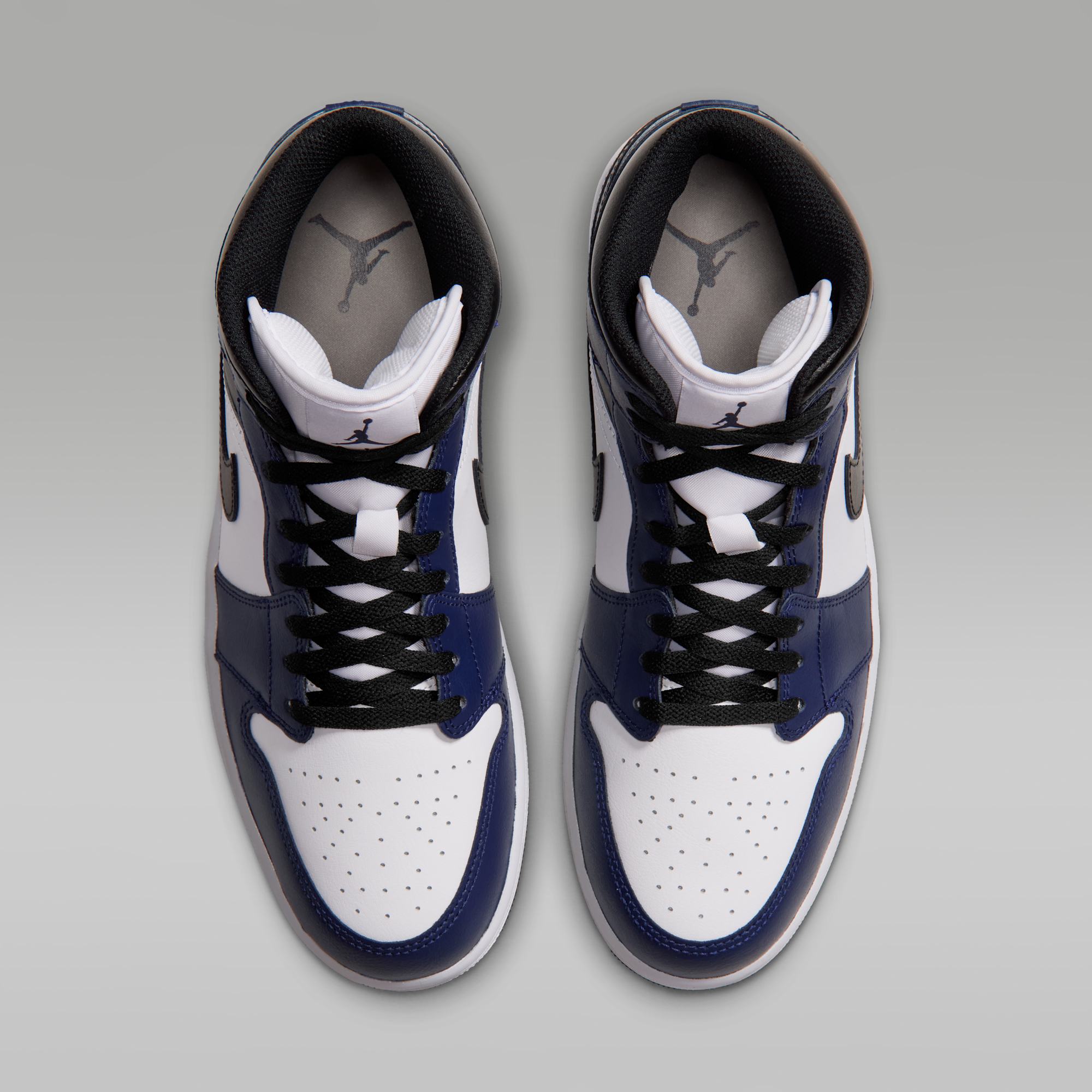Air Jordan 1 Mid - Λευκό/College Navy/Λευκό/Tech Grey - 4