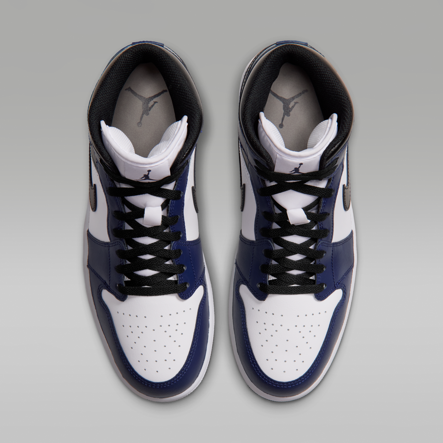 Air Jordan 1 Mid - Λευκό/College Navy/Λευκό/Tech Grey - 4
