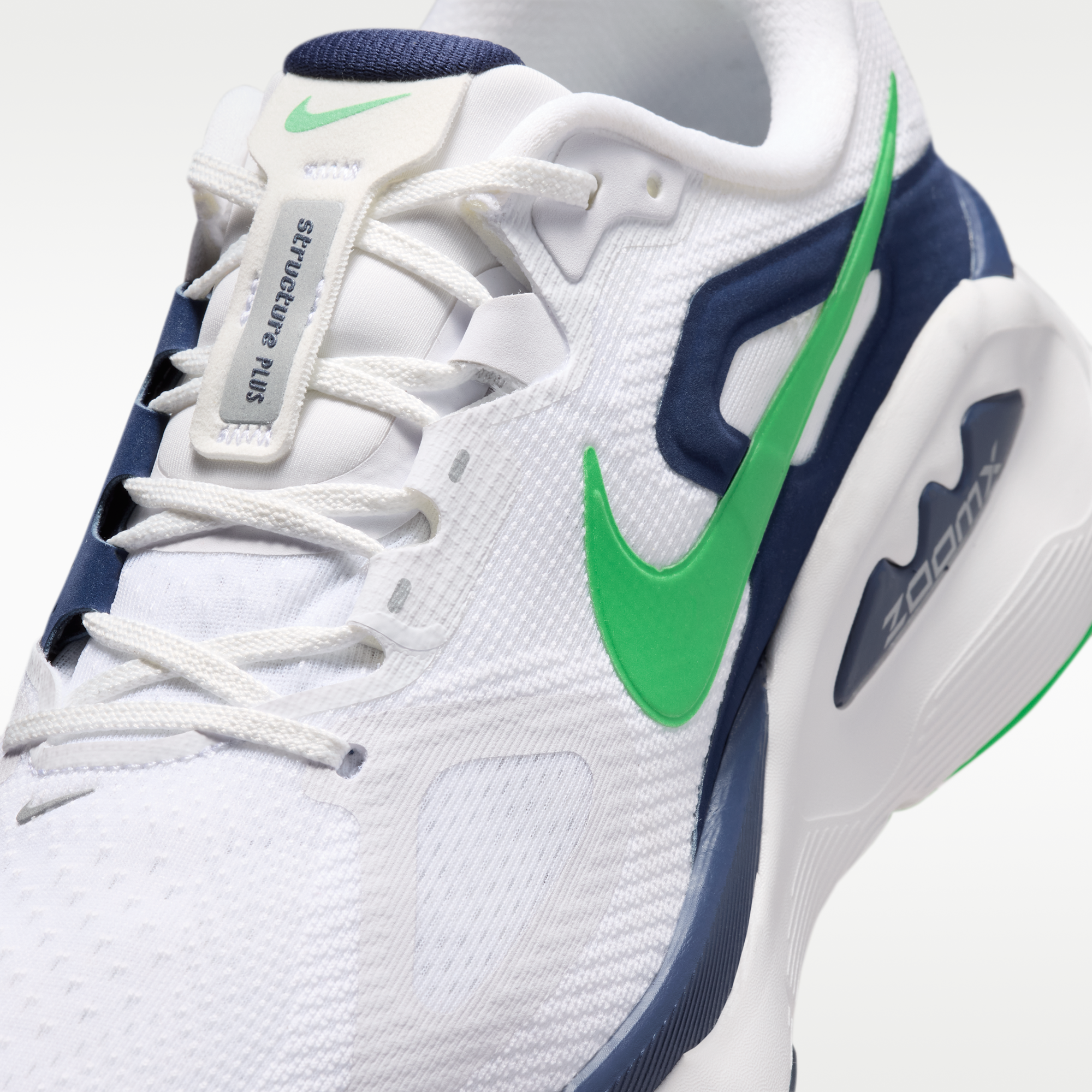 Nike Structure Plus - Λευκό/Midnight Navy/Summit White/Green Spark - 7