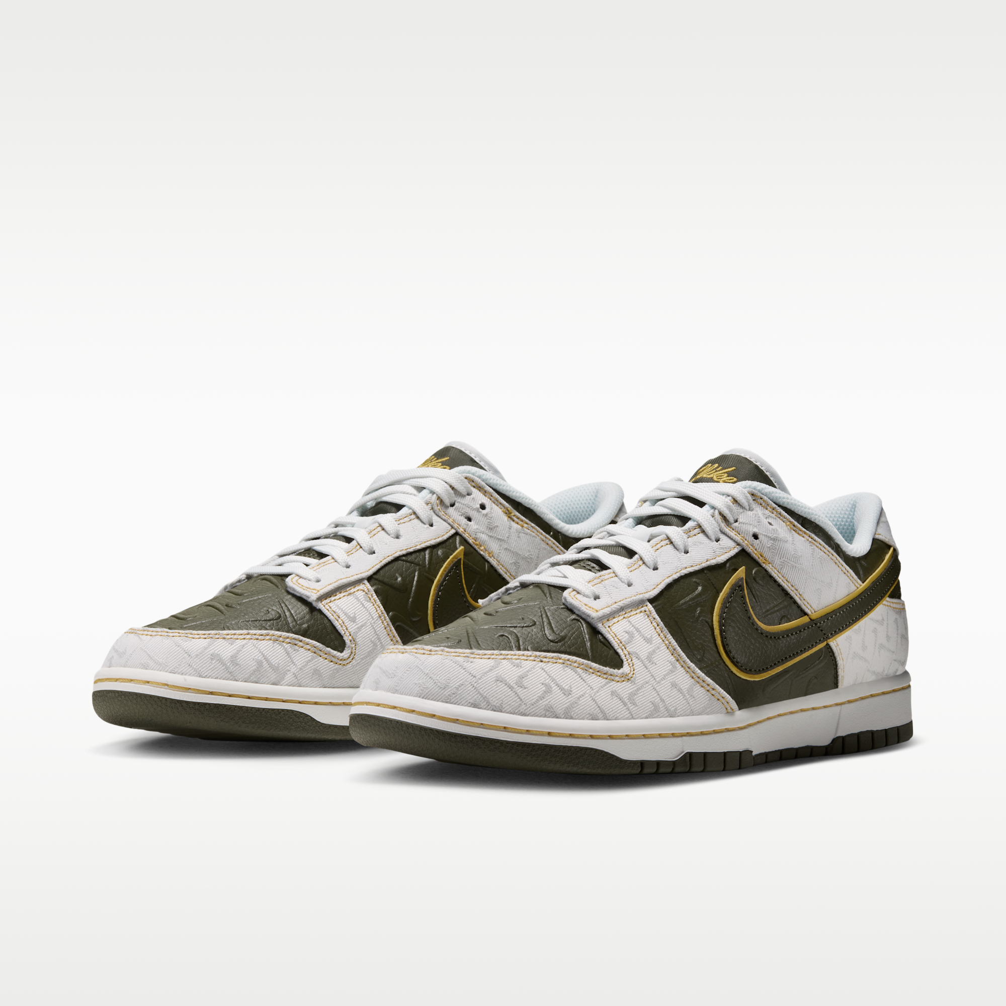Nike Dunk Low Retro SE Leather/Suede - Summit White/Yellow Ochre/Cargo Khaki - 5