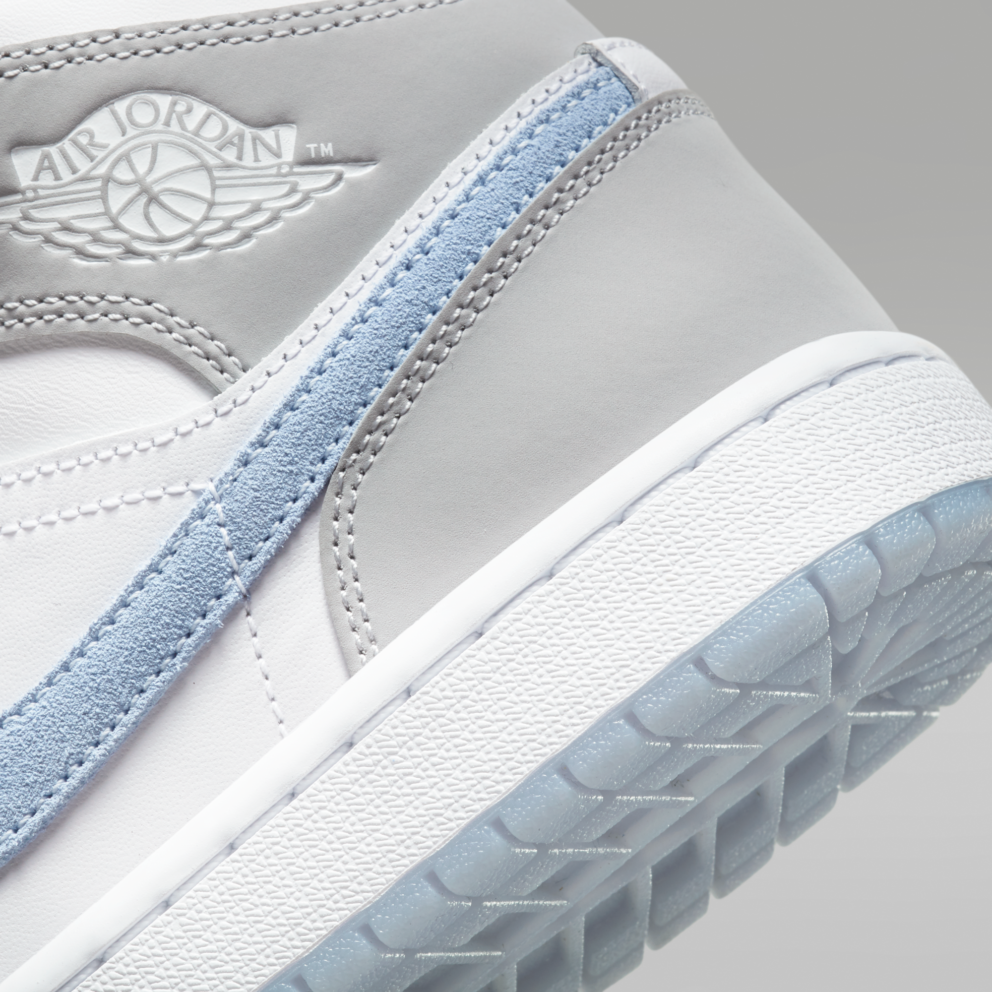 Air Jordan 1 Mid - Λευκό/Wolf Grey/Aluminum - 8