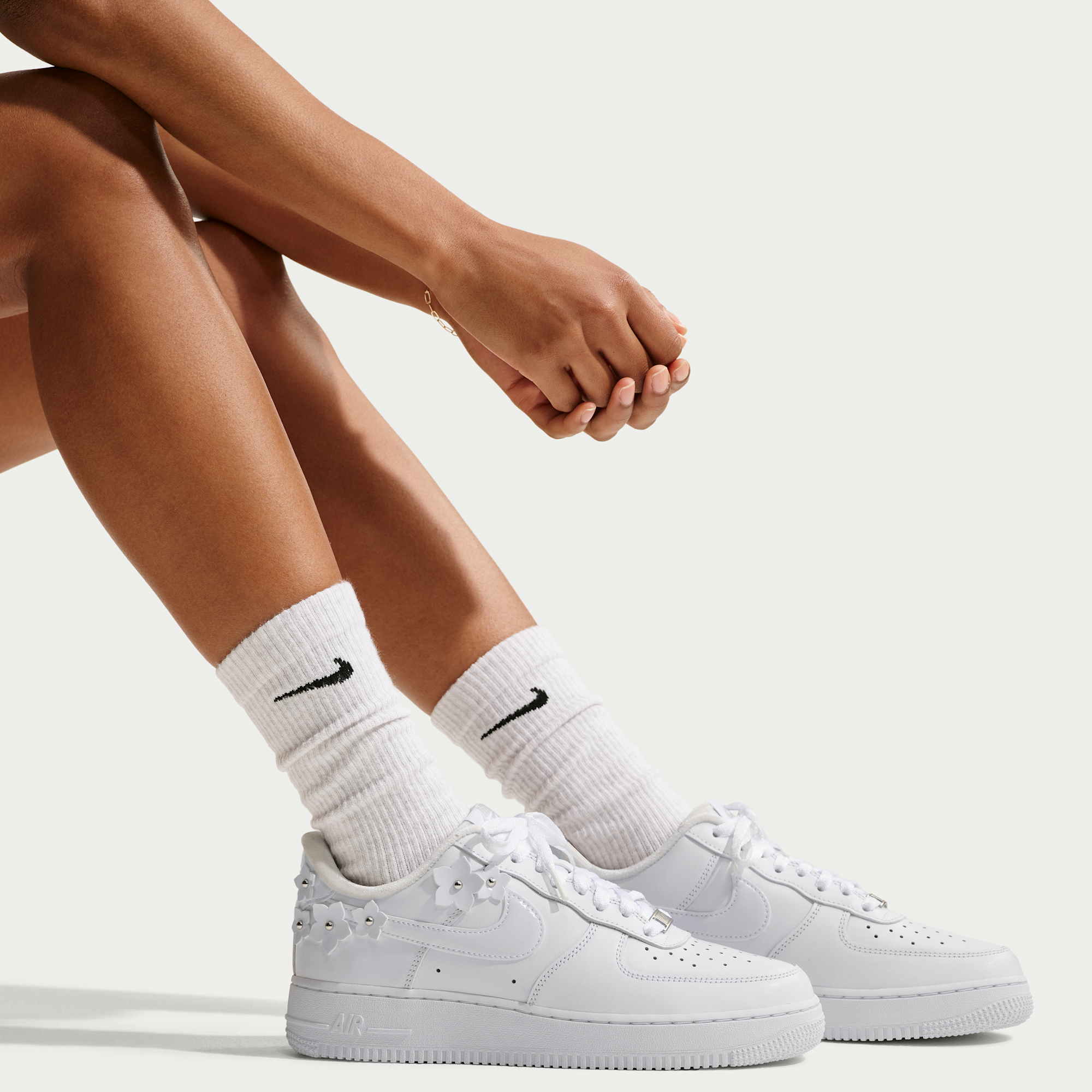 Nike Air Force 1 '07 "Florette" - Λευκό/Wolf Grey/Metallic Silver/Λευκό - 9