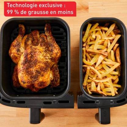 Tethtfal Dual Easy Fry & Grill, Air fryer double tiroir, 8.3L, Jusqu'à 8 personnes