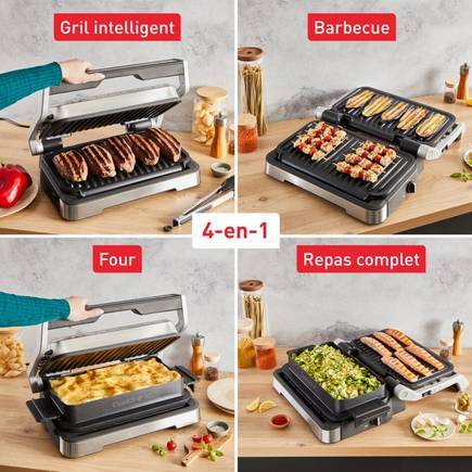 Tethtfal Optigrill 4 en 1 XL, grill intelligent, fonctions bbq, four et repas complet, 12 programmes, mode manuel, ouverture 180°, XL 8 personnes
