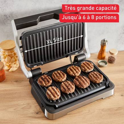 Tethtfal Optigrill 4 en 1 XL, grill intelligent, fonctions bbq, four et repas complet, 12 programmes, mode manuel, ouverture 180°, XL 8 personnes