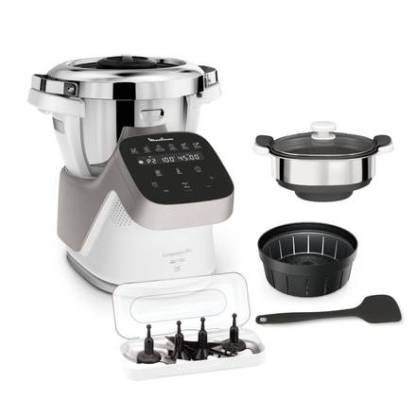 Companion Pro, Robot Cuiseur, 15 fonctions, Pesage intégré, Capacité XL 10 personnes, Gris, Fabriqué en France + Cuiseur vapeur