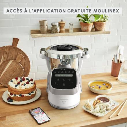 Companion Pro, Robot Cuiseur, 15 fonctions, Pesage intégré, Capacité XL 10 personnes, Gris, Fabriqué en France + Cuiseur vapeur
