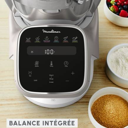 Companion Pro, Robot Cuiseur, 15 fonctions, Pesage intégré, Capacité XL 10 personnes, Gris, Fabriqué en France + Cuiseur vapeur