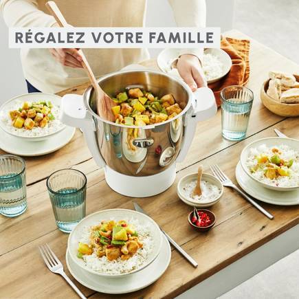 Companion Pro, Robot Cuiseur, 15 fonctions, Pesage intégré, Capacité XL 10 personnes, Gris, Fabriqué en France + Cuiseur vapeur