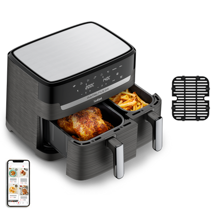Tethtfal Dual Easy Fry & Grill, Air fryer double tiroir, 8.3L, Jusqu'à 8 personnes