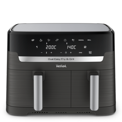 Tethtfal Dual Easy Fry & Grill, Air fryer double tiroir, 8.3L, Jusqu'à 8 personnes