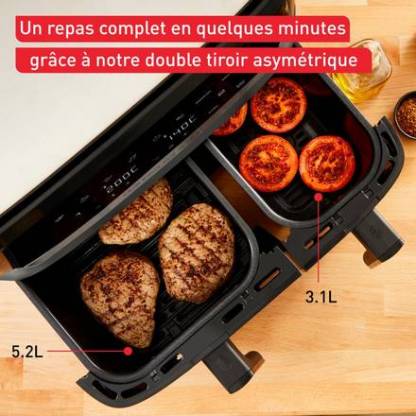 Tethtfal Dual Easy Fry & Grill, Air fryer double tiroir, 8.3L, Jusqu'à 8 personnes