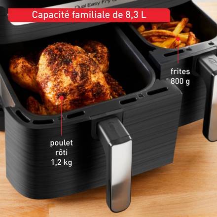 Tethtfal Dual Easy Fry & Grill, Air fryer double tiroir, 8.3L, Jusqu'à 8 personnes