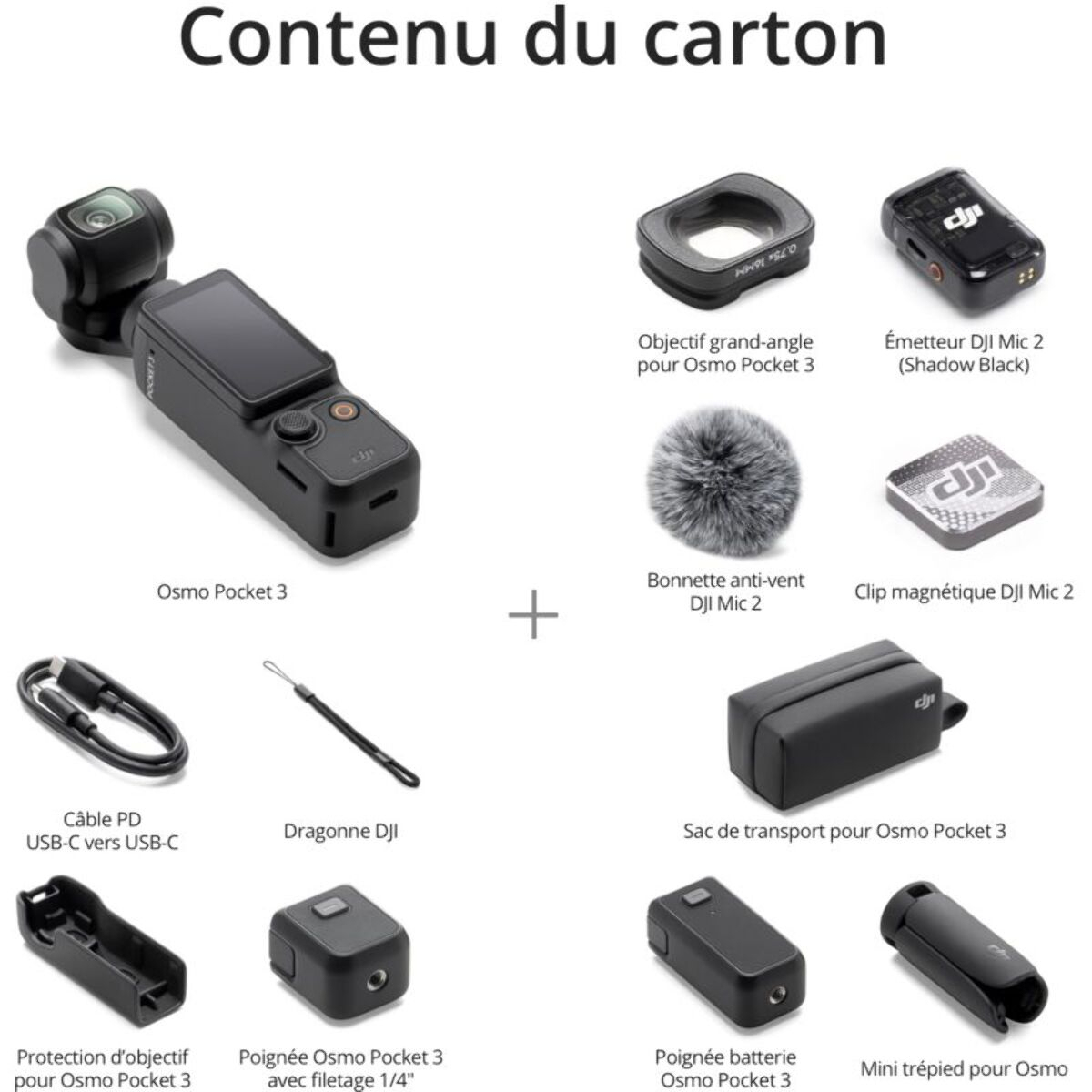 Dthtji Caméra sport DJI Osmo Pocket 3 Creator Combo