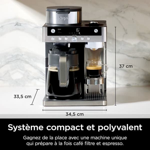 Ninthtja Prestige 2-en-1 Café filtre et Capsules avec mousseur intégré