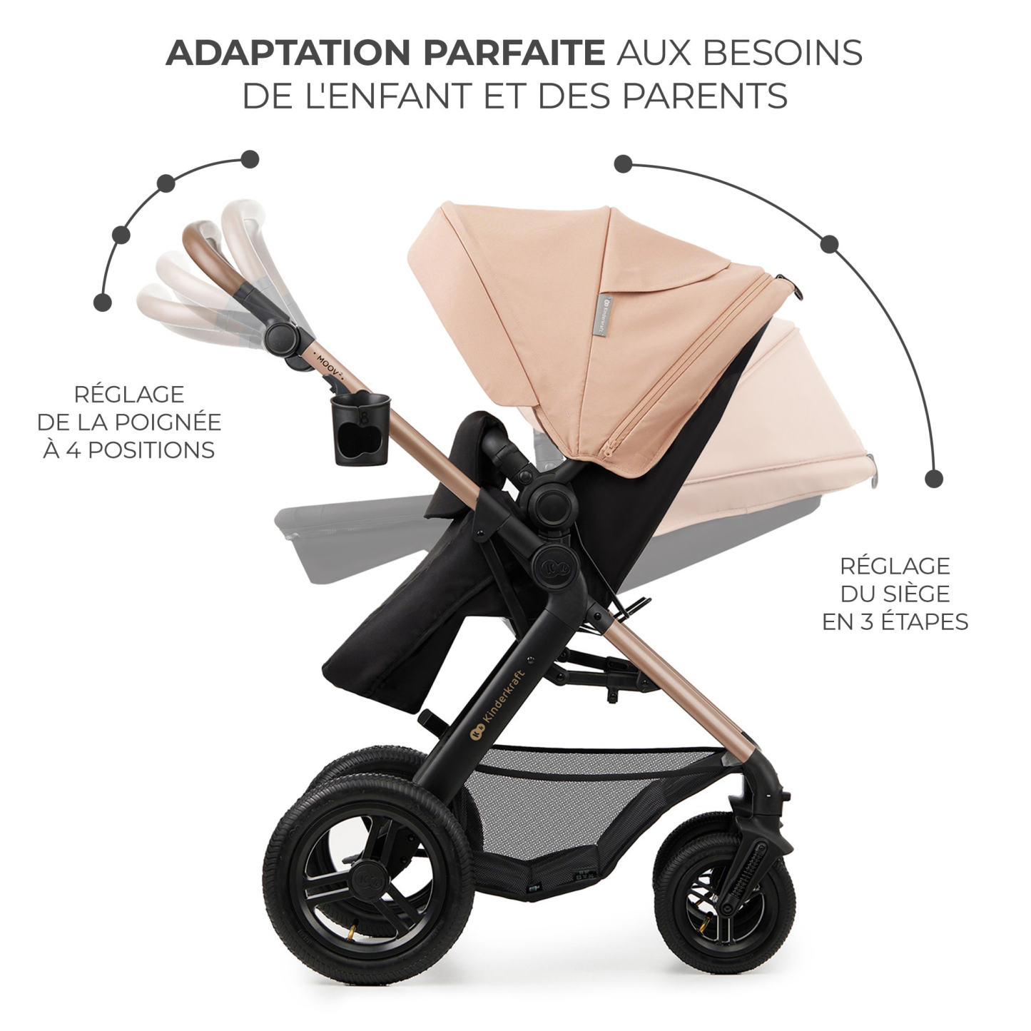 Poussette 4en1 Moov2 Air i-Size + accessoires - beige - dès la naissance