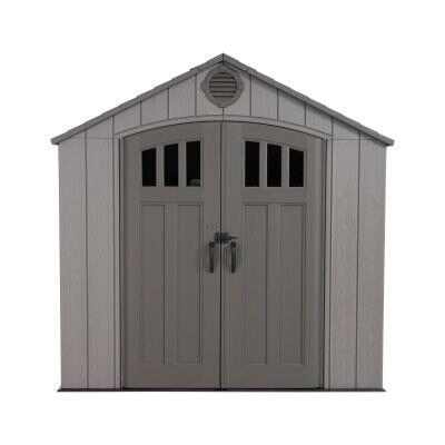 Heavy-duty resin outdoor shed with lock, double door and window, wind, rain, and snow resistant