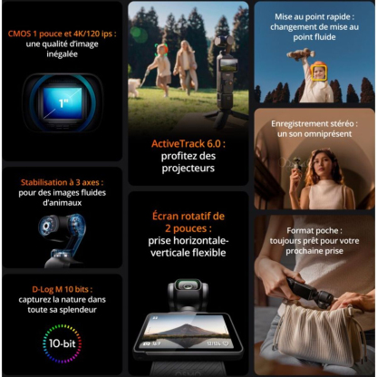 Dthtji Caméra sport DJI Osmo Pocket 3 Creator Combo