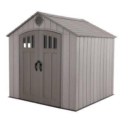 Heavy-duty resin outdoor shed with lock, double door and window, wind, rain, and snow resistant