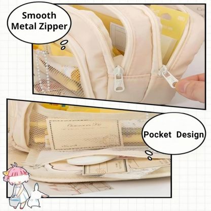 Big Capacity Pencil Case, Cute Pencil Pouch, Aesthetic Pencil Case, Kawaii Pencil Case, Pencil Cases for Teen Girls, Pencil Case with Compartments (Light Blue)