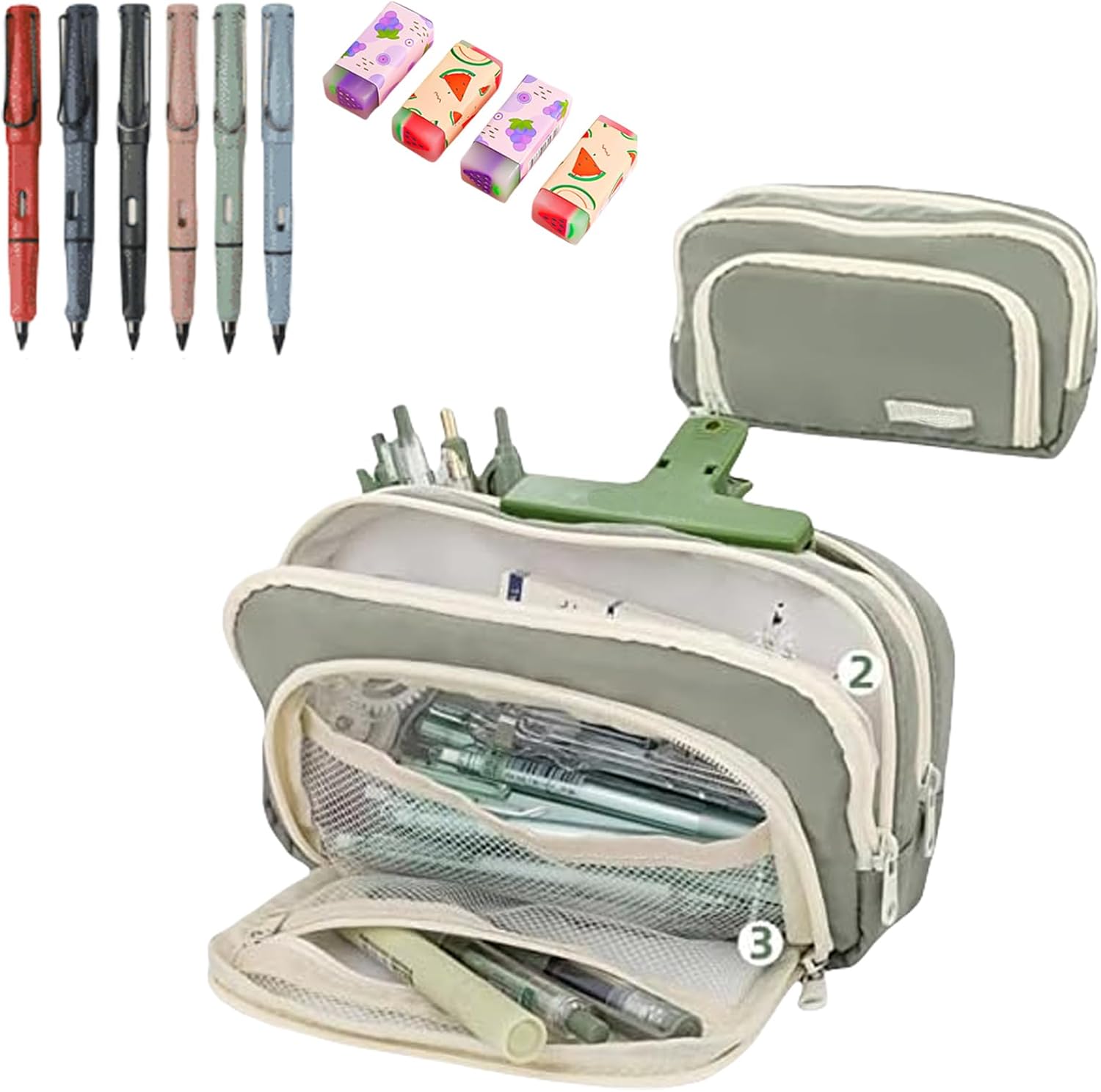 Big Capacity Pencil Case, Cute Pencil Pouch, Aesthetic Pencil Case, Kawaii Pencil Case, Pencil Cases for Teen Girls, Pencil Case with Compartments (Light Blue)