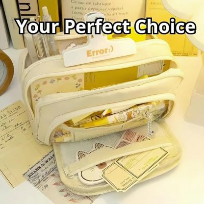 Big Capacity Pencil Case, Cute Pencil Pouch, Aesthetic Pencil Case, Kawaii Pencil Case, Pencil Cases for Teen Girls, Pencil Case with Compartments (Light Blue)