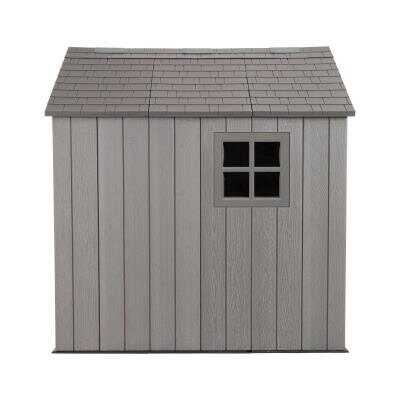 Heavy-duty resin outdoor shed with lock, double door and window, wind, rain, and snow resistant