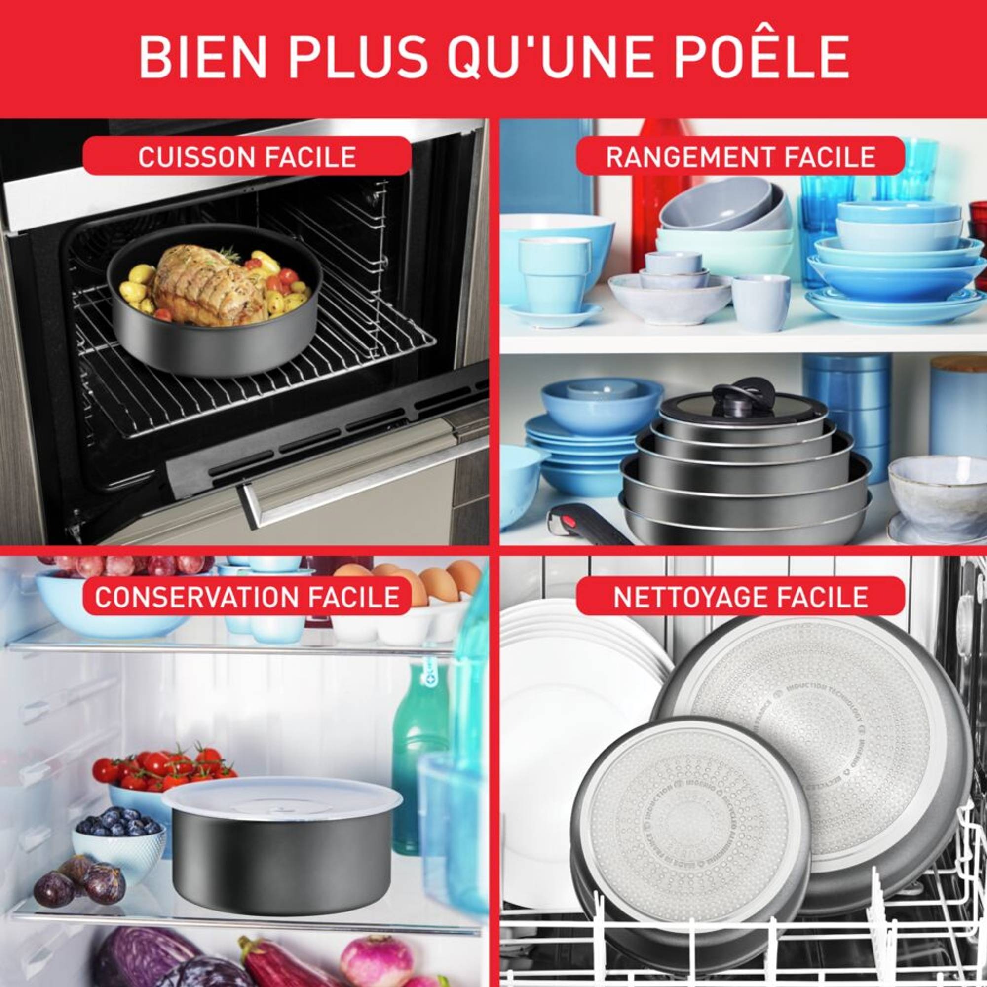 Tethtfal Ingenio Daily Chef, Antiadhésif, Batterie de cuisine 20 pièces, Induction