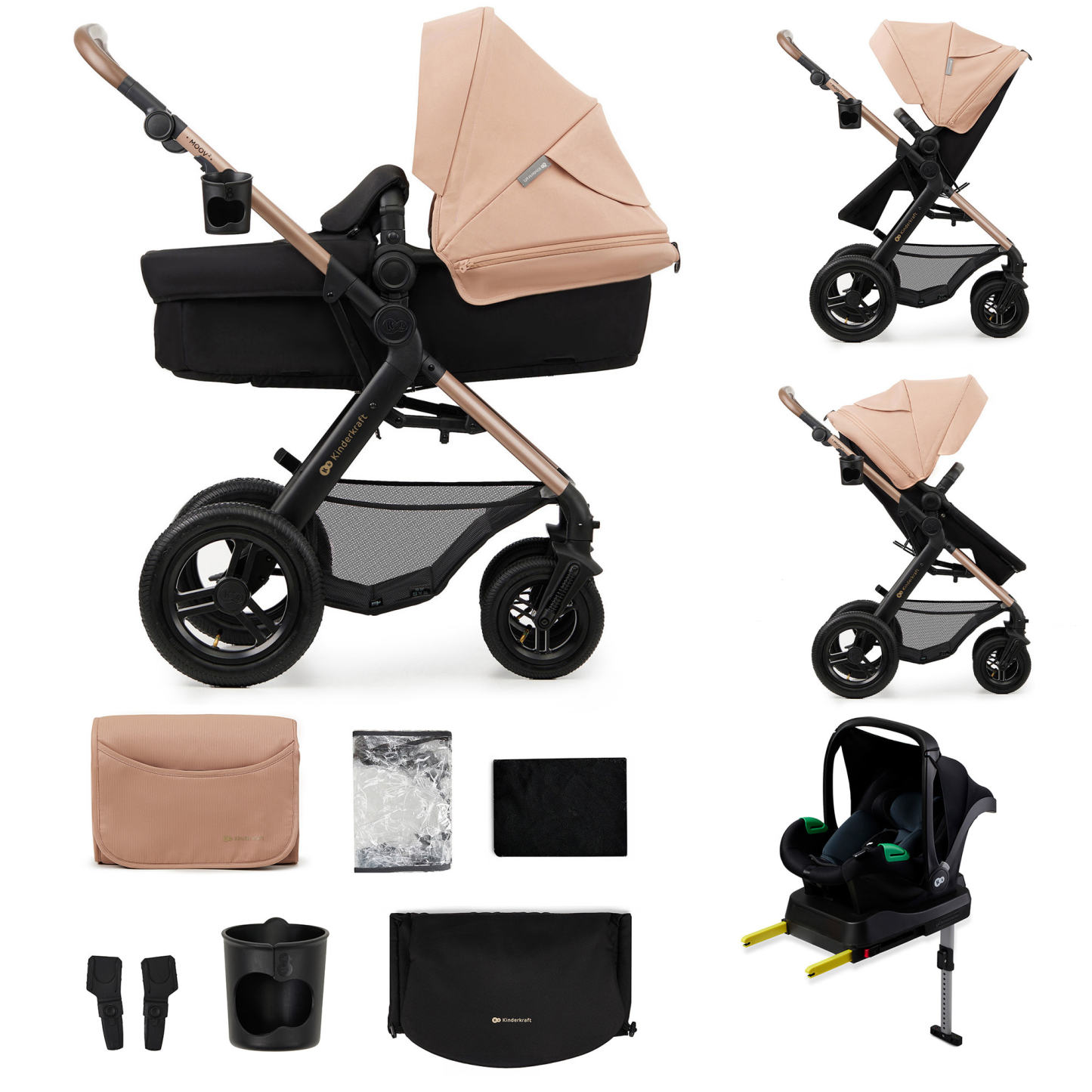 Poussette 4en1 Moov2 Air i-Size + accessoires - beige - dès la naissance